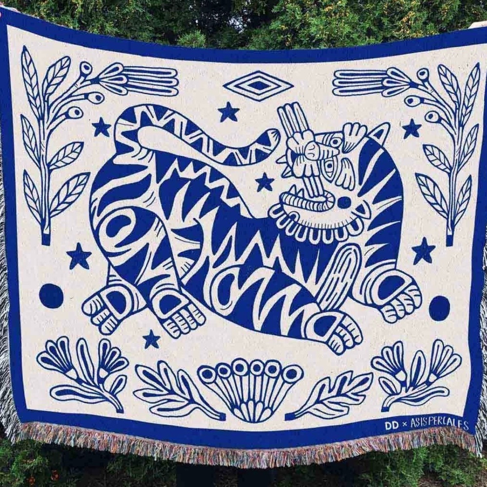 "Botanic Tiger" Woven Art Blanket by Asis Percales